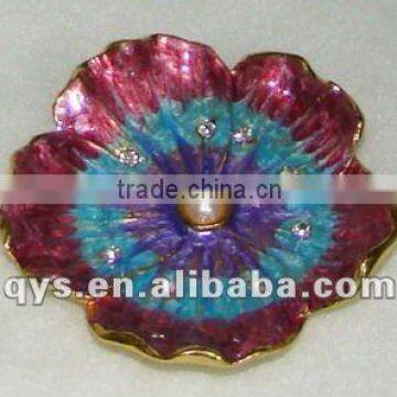 Jeweled Decorative Plate in Flower Design