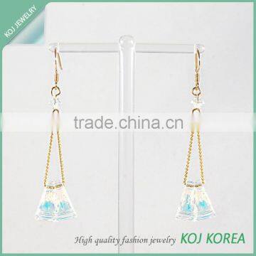 KR-623 opal color drop crystal chain earring pierce wholesale