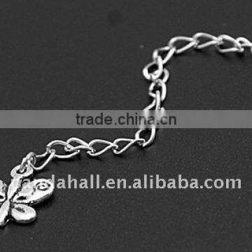 Brass End Chains, with Tibetan Style Pendants, Nickel Color, Brass Side Twist Chains: 3.4x1.4mm(FIND-JF00026)