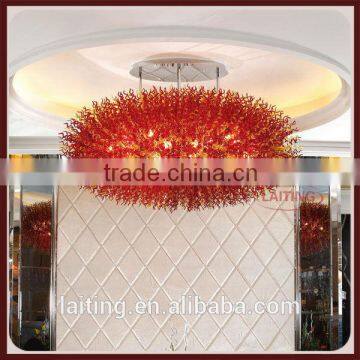 Red Coral Fancy Indoor Lighting Crystal Chandelier Decoration Light