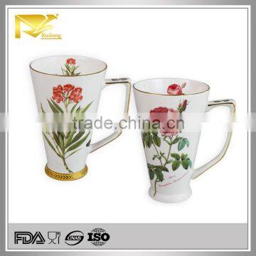 Drinkware High quality ceramic 15 oz mug, decorative flower mugs for home