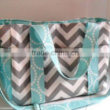 Diaper Bag, Travel bag, chevron printed tote bag, canvas tote bag, shopping bag