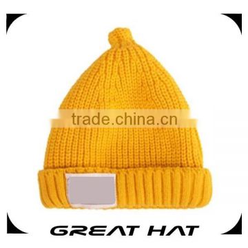 2014 latest soft yellow knitted funny winter hats for baby