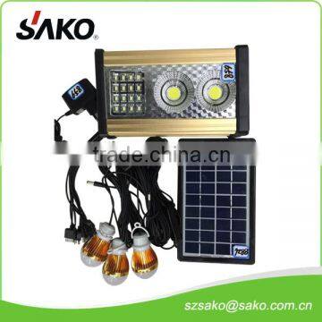 SK-658# 3.3W portable mini solar lighting kit, with 4800AH battery and USB charger