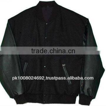 Varsity jacket with leather sleeves for men,new fashion baseball jacket