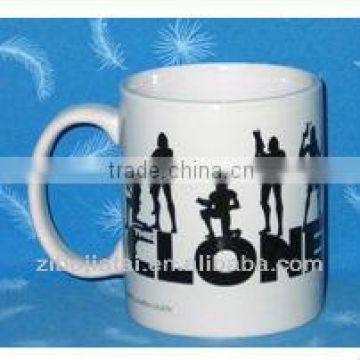 11oz White Stoneware Straight Shape Decal Mug