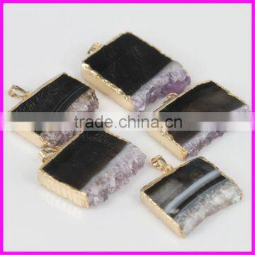 KJL-BD5058 Crazy HOT ! Nature Amethyst slice geode agate pendant