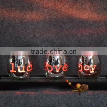 engraved and electroplated glass candle holder for holiday