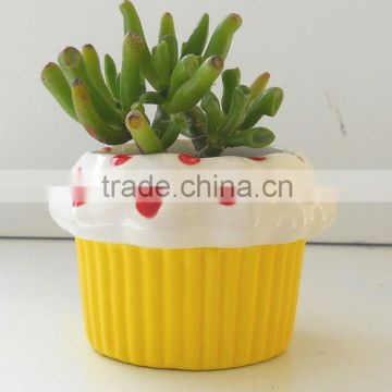 sweet heart cupcake ceramic mini flower pot