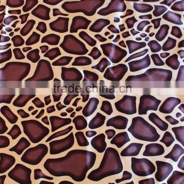 brown stone leopard printed thick silk satin fabric wholesale