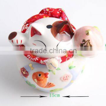 Hand Painted Ceramic Maneki Neko Money Lucky Cat