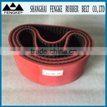 Customer Designed Red Rubber Coated Timing Belts (Section T10)