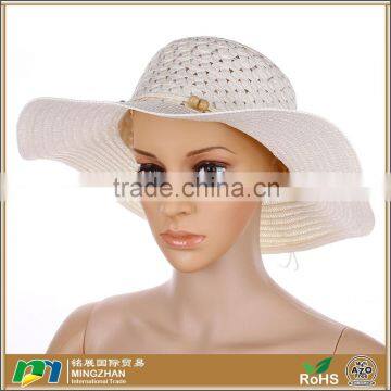 Women Fashion Crocheted White Wide Brimmed Straw Panama Hat