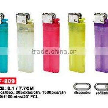 cheap bulk flint lighter with five semi-transparent colors,77mm,80mm