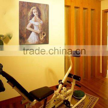 MB032 High Quality Wooded Home Decoration Saxophone Girl Handmade painting Art Wall Oil Painting