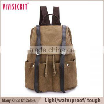 Vivisecret China Wholesale Canvas Leather Backpack, Fashion Leisure Satchel Rucksack for Boys photo-2