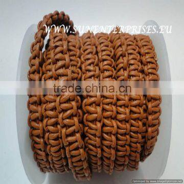 Braided Leather cords -Stair braided round leather cords 10mm-burnt siena