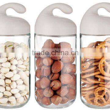 SINOGLASS trade assurance 900ml unique design plastic clip top glass food storage jar