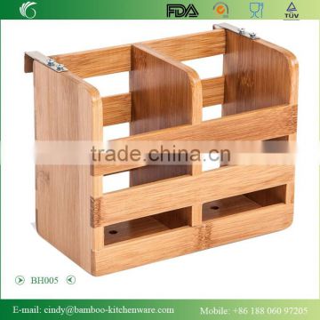 BH005 Bamboo Flatware Organizer and Holder with Metal Clips