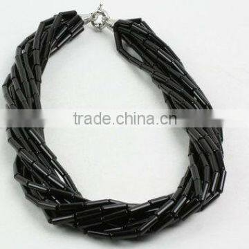 Black onyx tubes-10 strings necklace