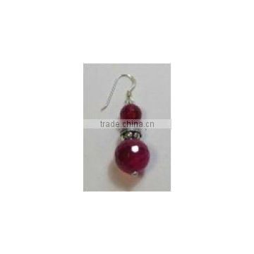 SILVER RED STONE EARRINGS 15956