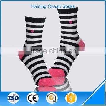 Strip 100 cotton socks woman ankle cool mid calf socks