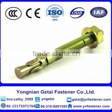 Factory Supplied M8*90 Wedge Anchor Yellow Zinc-plated Carbon Steel With Nut and Washer