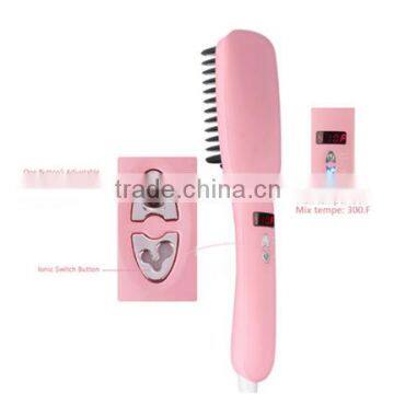 Wholesale Electric Hair Straightening Comb Straightening Brush Hair Straightener Brush Lcd HW0719