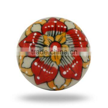 Ceramic Tomato with Red Flower print