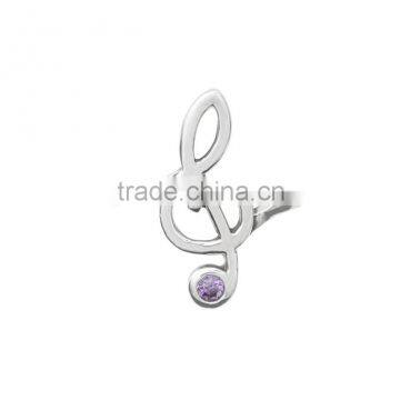 Women fashion wire design laser cutting inlay crystal music note rings