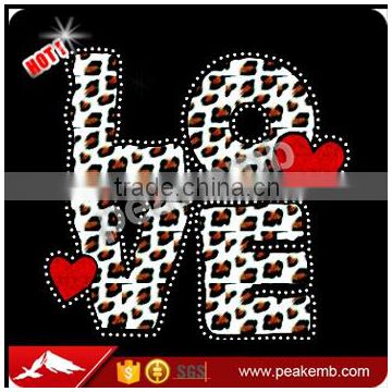 Bling Wholesale Zebra Heat Transfer Vinyl Iron on Printed Love Rhinestone Transfer Ink for T Shirts