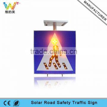 High quality pedestrian traffic sign led flashing solar powered road safety sign board