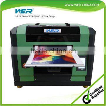 2016 Best quality A3 portable WER-E2000UV cell phone case printing machine a3 uv led flatbed printer