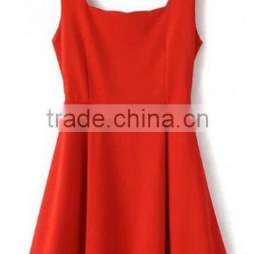 Multicolor Colorful Condole Belt Cross Back Square Neck Dress Summer Dresses for Women photo-5
