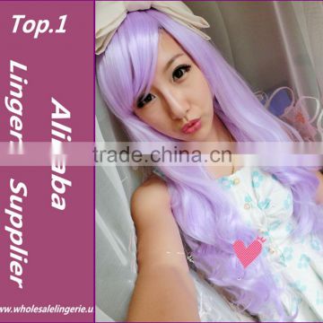 Fashion Sexy Style light purple Cosplay party hair Charming Women's Girls Hair Colorfull long wavy Wigs