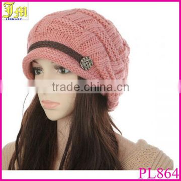 Korean Fashion Womens Warm Winter Crocheted Knit Braided Beanie Ski Hat Skull Cap