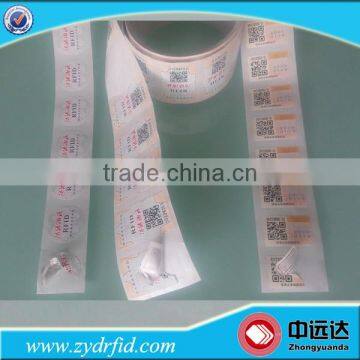 ISO15693 I code slix NFC Tamper proof sticker fragile label sticker