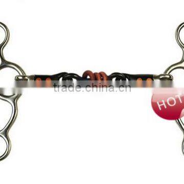 Stainless steel horse black steel gag bit of double jointed mouth with copper inlay(Type-058)