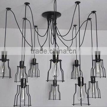 Industrial Loft Style Black Iron Electric Vintage Pendant Light With 6-12 Bulbs photo-3
