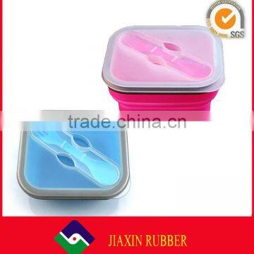 Custom Lightweight and Portable Silicone Foldable Bento Box With Fork and Spoon photo-2