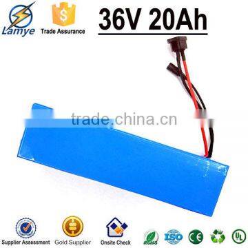 2015 new arrival 3.7v 18650 cells 36 volt 20ah rechargeable li-ion battery pack 30Amp BMS & 42V Charger