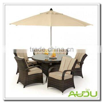 Audu Tuscany Brown Rattan Garden Dining Set With 6 Seat