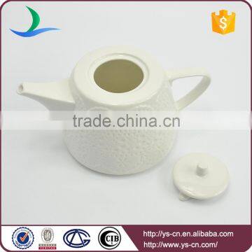 Best Selling Products Elegant Flower Pattern Embossed White Porcelain Tea Pot photo-3