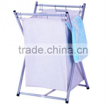 Folded laundry hamper and hanging laundry bag