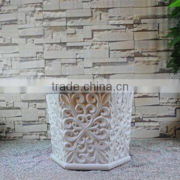 Different Size White Six Side Patio Flower Urns