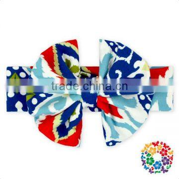 Baby Girls New Printing Headwarp Elastic Hair Band Cute Bowknot Turban Headbands photo-5