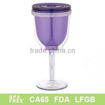 Plastic wine cup with diamond