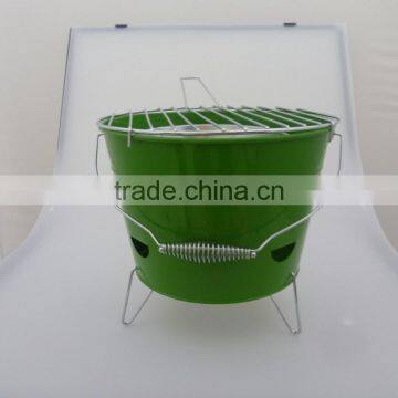 Powder Coat Green Portable & folding bucket BBQ grill/Powder Coat _Top China Supplier