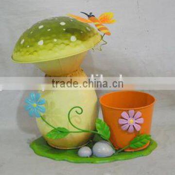 YS13126 metal mushroom wrought iron flower pot with size 7.5X4.5X12"