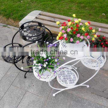 Manufacturer Garden White Display Shelf Round Shape Metal Flower Pot Stand photo-5